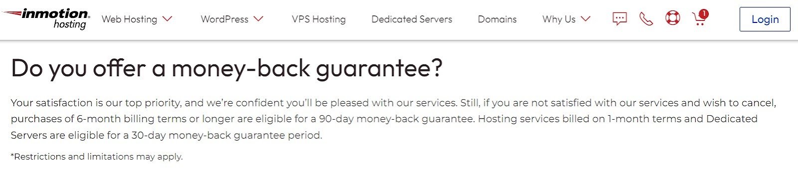90day money back guarantee inmotion hosting