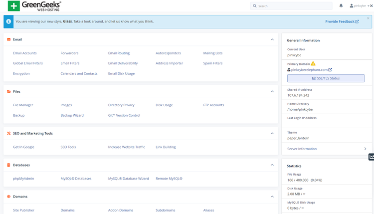 Cpanel GreenGeeks
