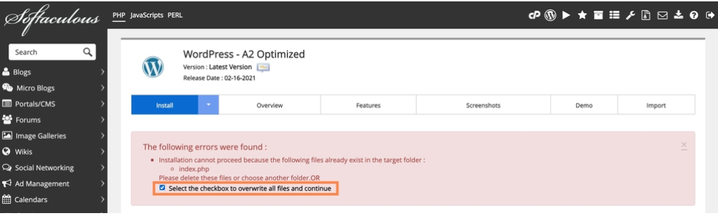 failed attemp wordpress installation