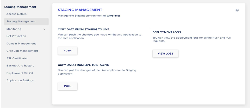 staging management cloudways