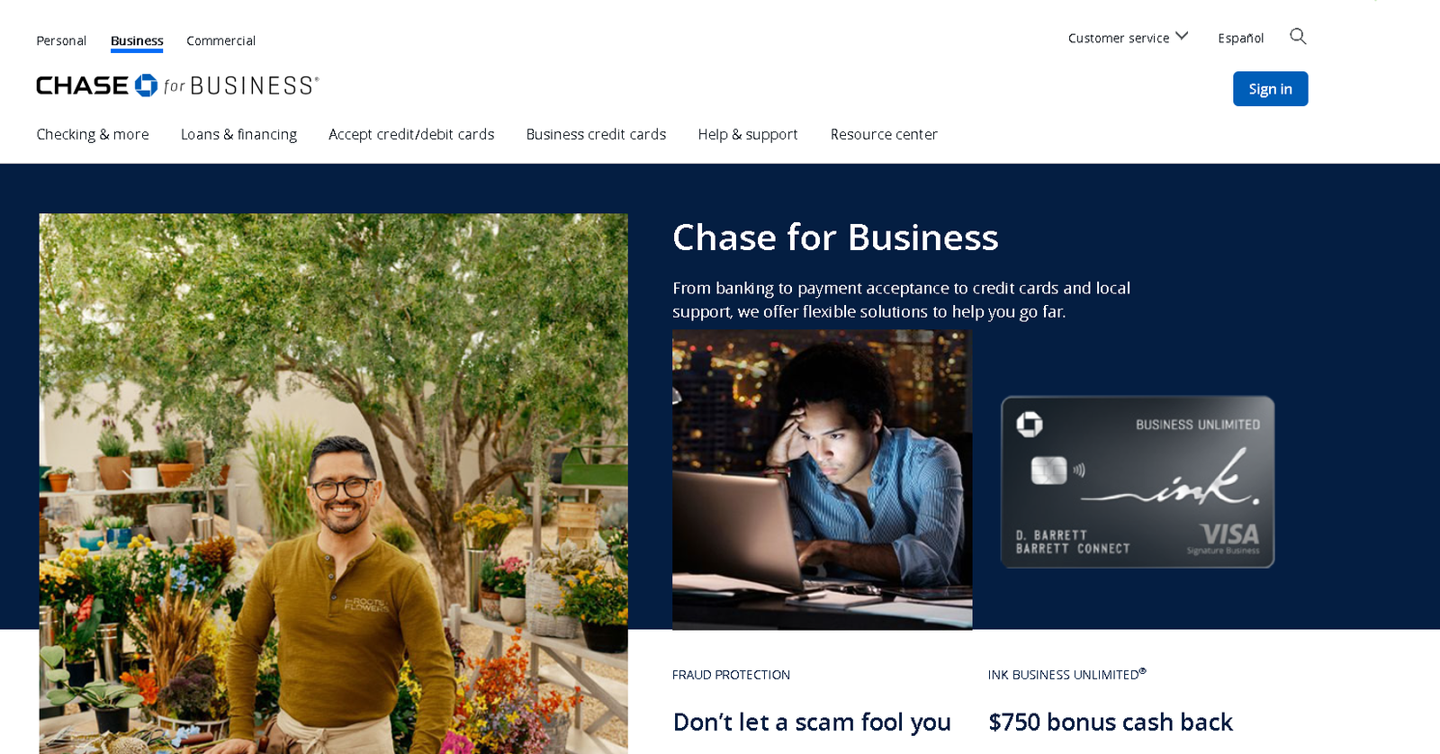 Chase Payment Solutions home page