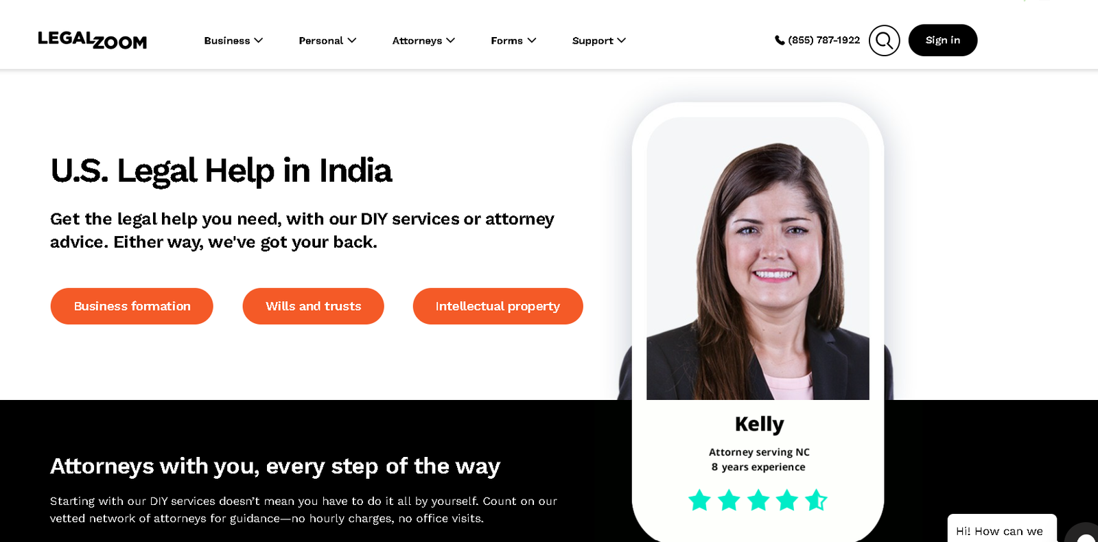 LegalZoom Home page