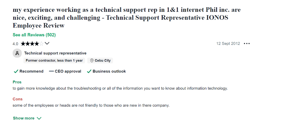 SUPPORT EXPERIENCE