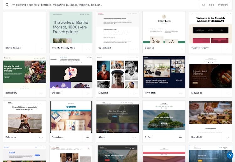 Wordpress template list