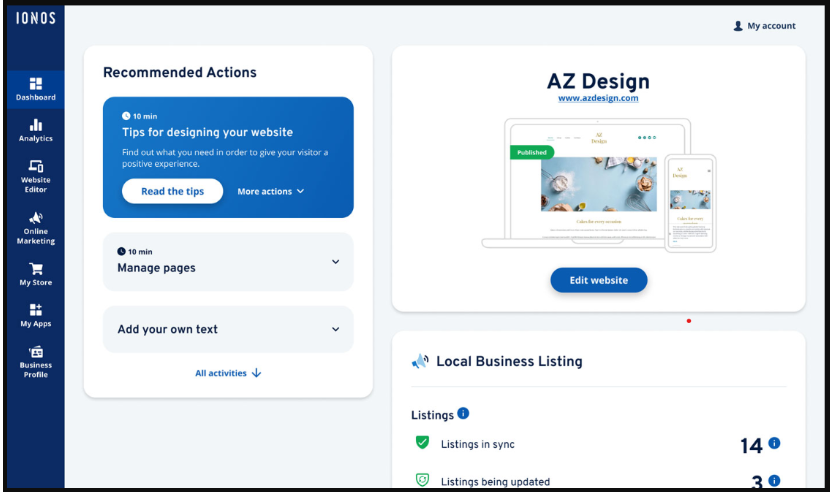 ionos dashboard
