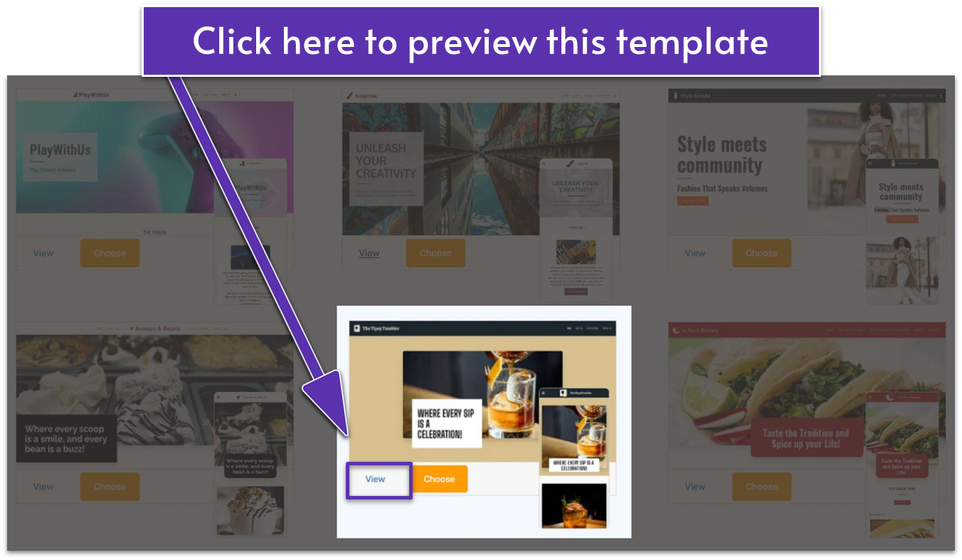 template preview to install
