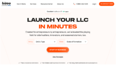 Bizee (Incfile) home page Featured image