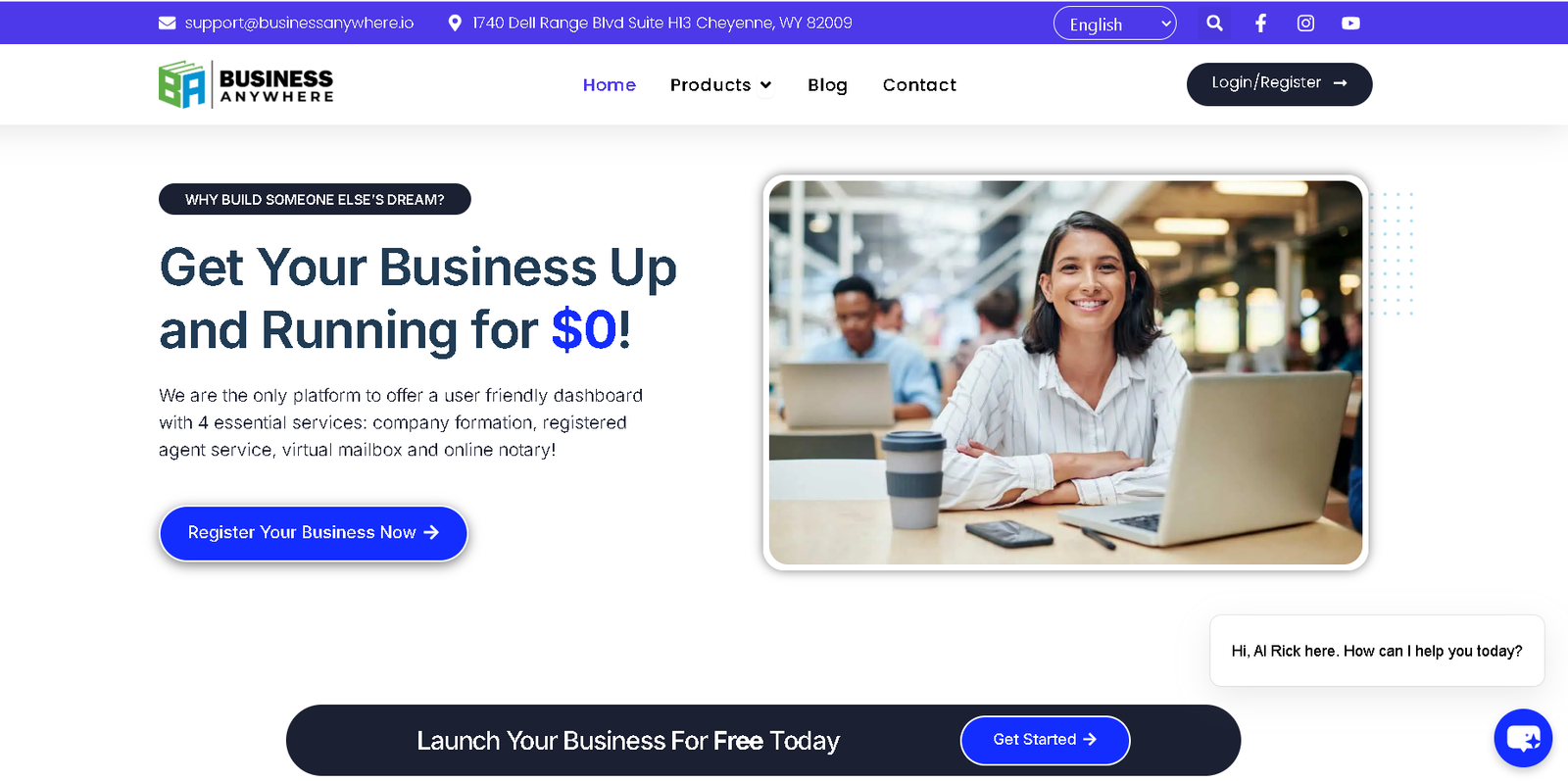 BusinessAnywhere home page