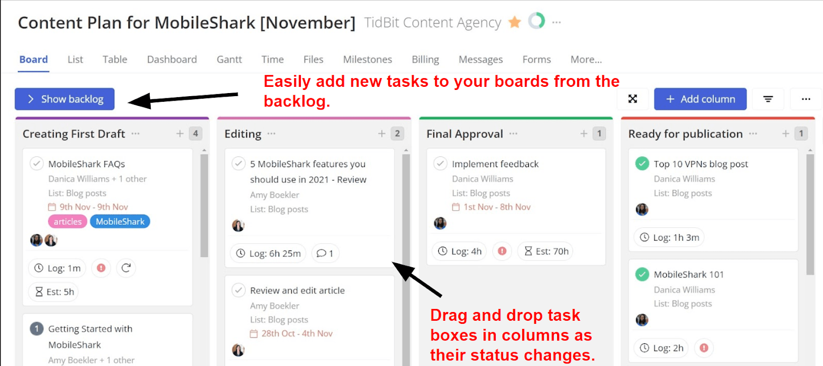 Multiple Views for Tracking Projects