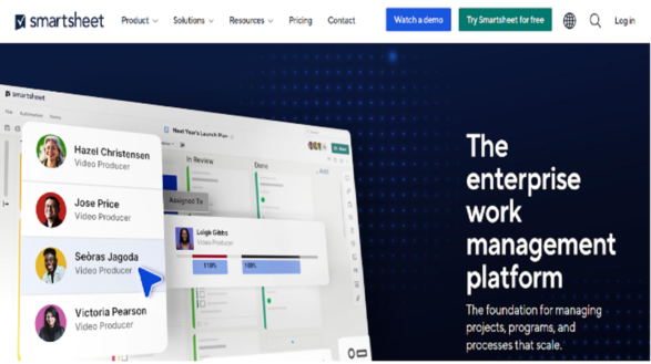 Smartsheet home page