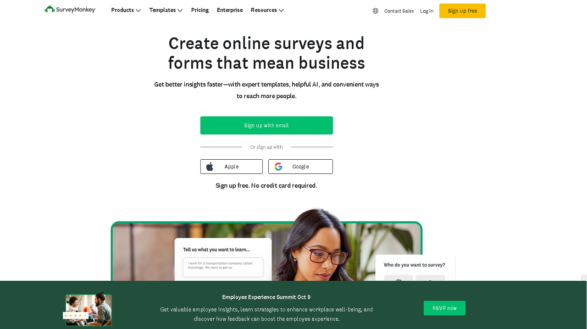SurveyMonkey home page