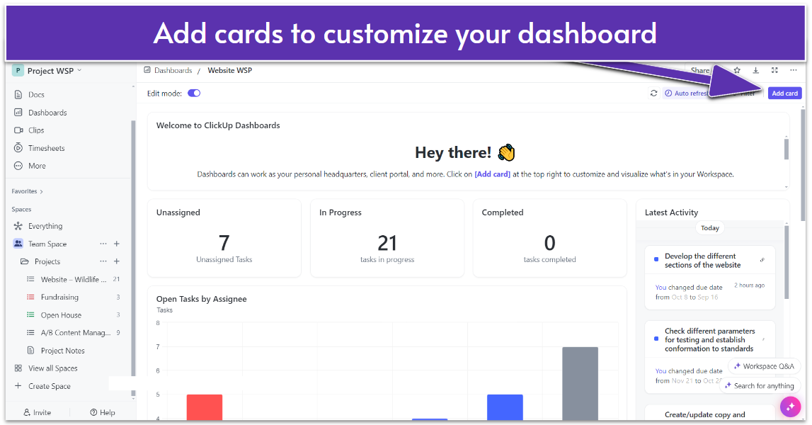 Team Dashboard and Communication