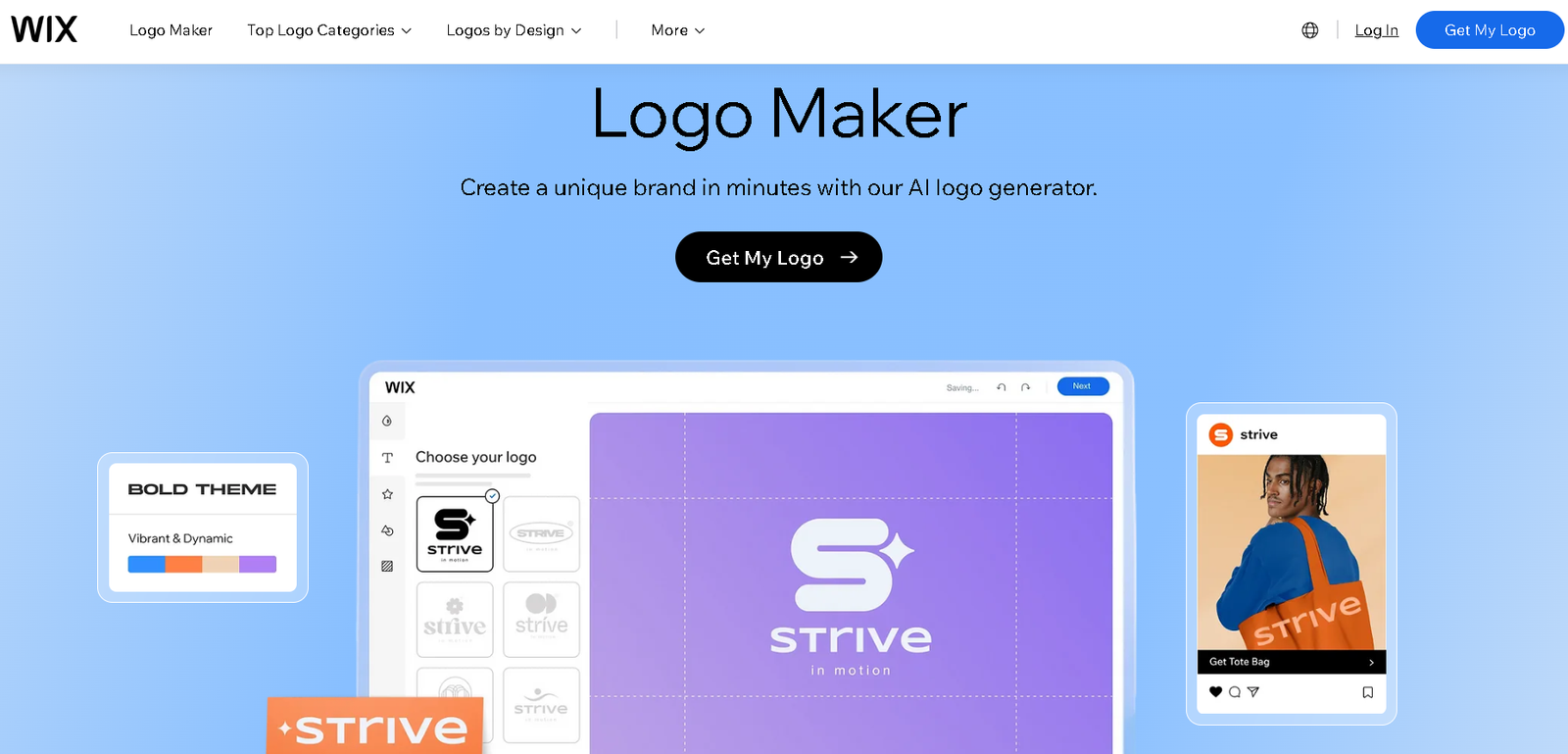 Wix Logo Maker home page