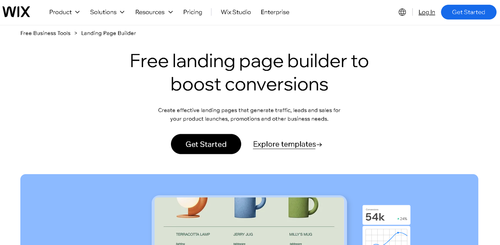Wix home page