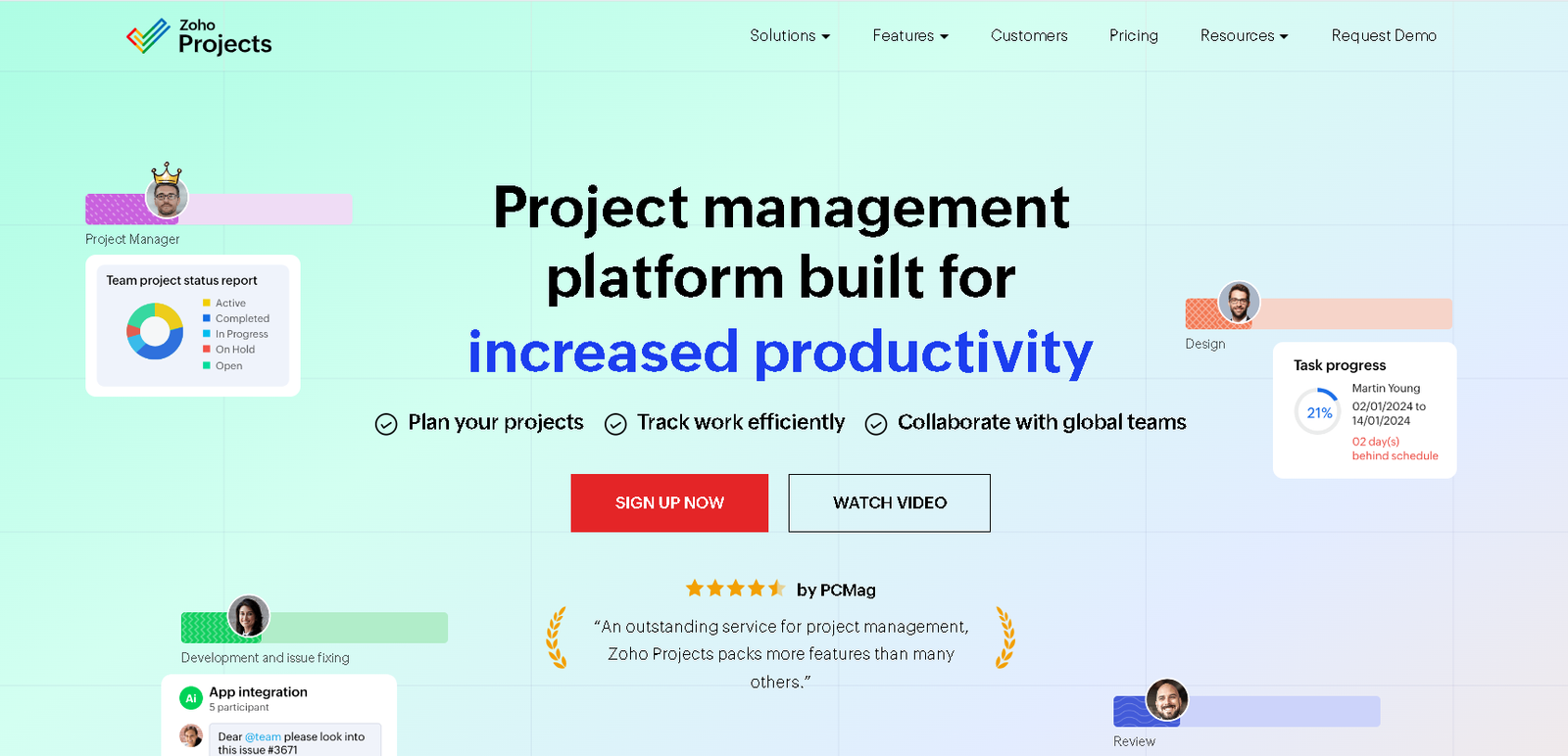 Zoho Projects home page