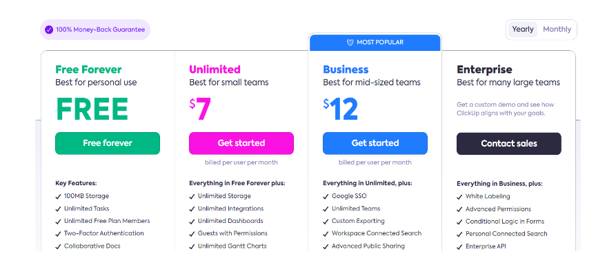 pricing plan