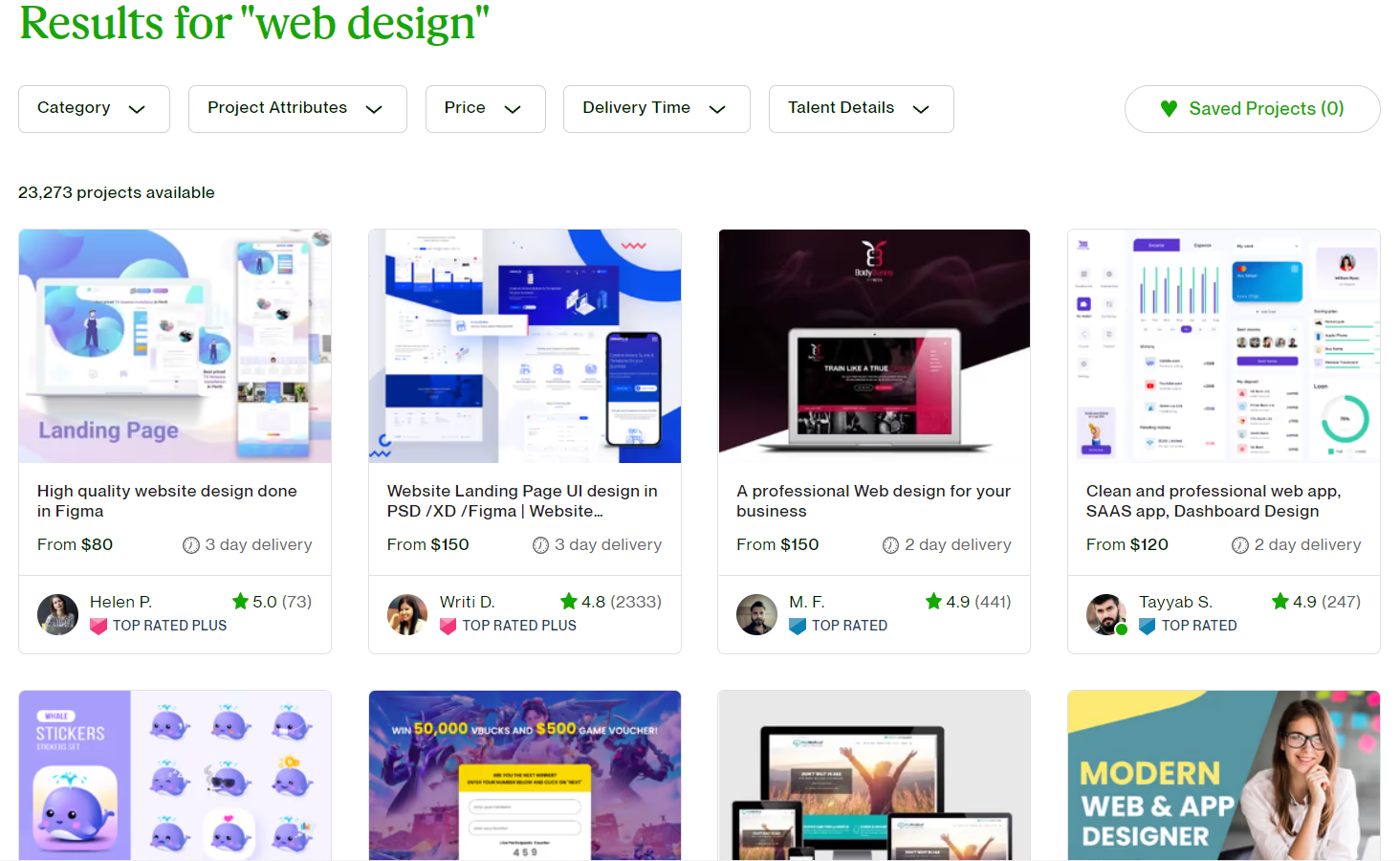 results for web design