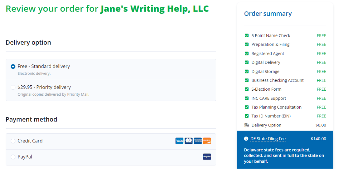 review yout order