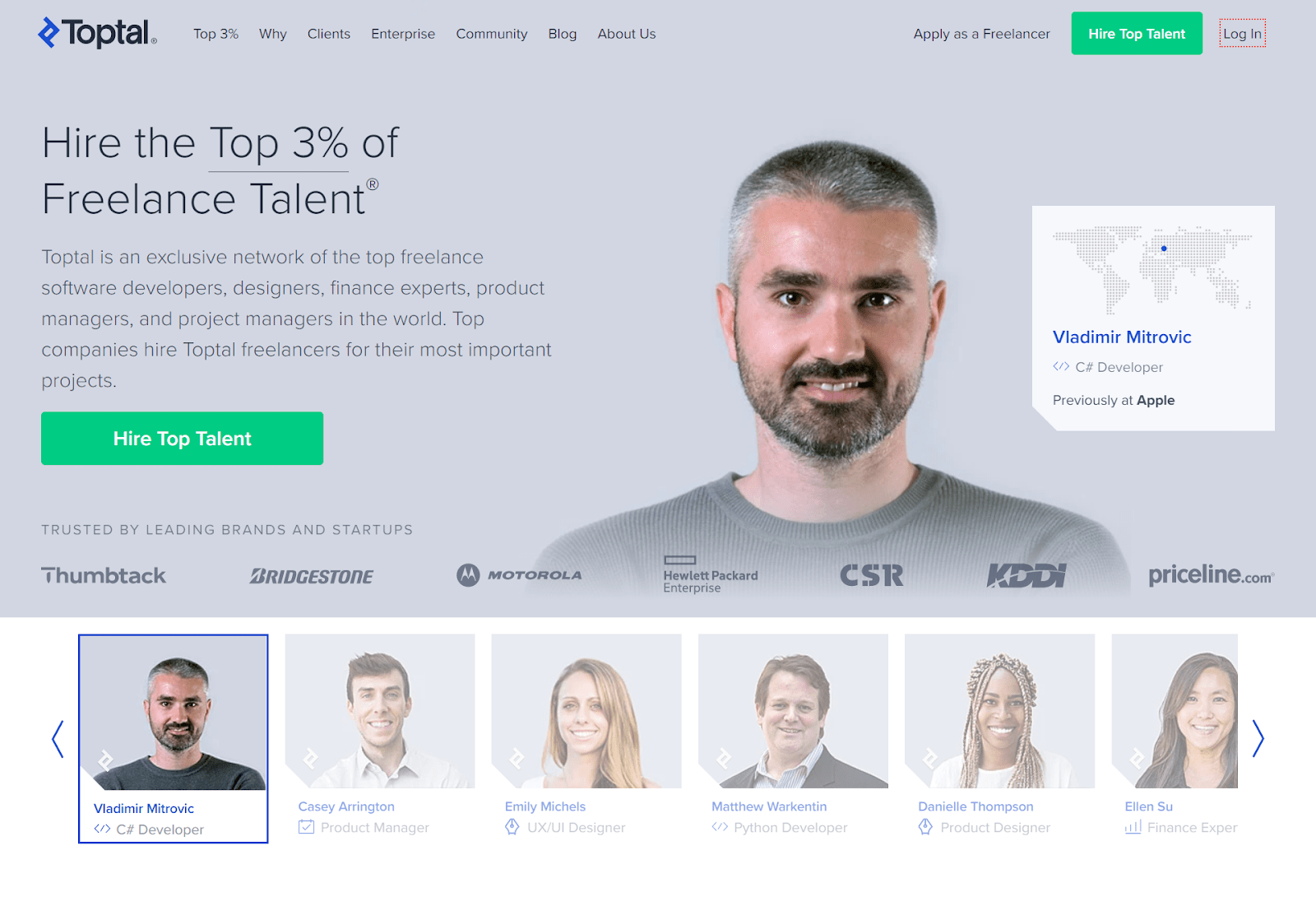 toptal Home page