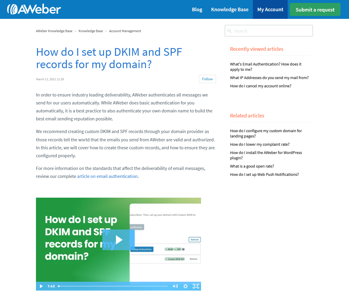 Aweber simple DKIM setup guide
