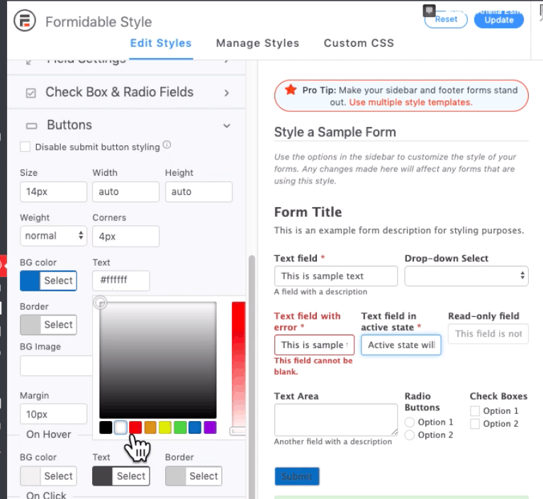 Simple Styling Settings