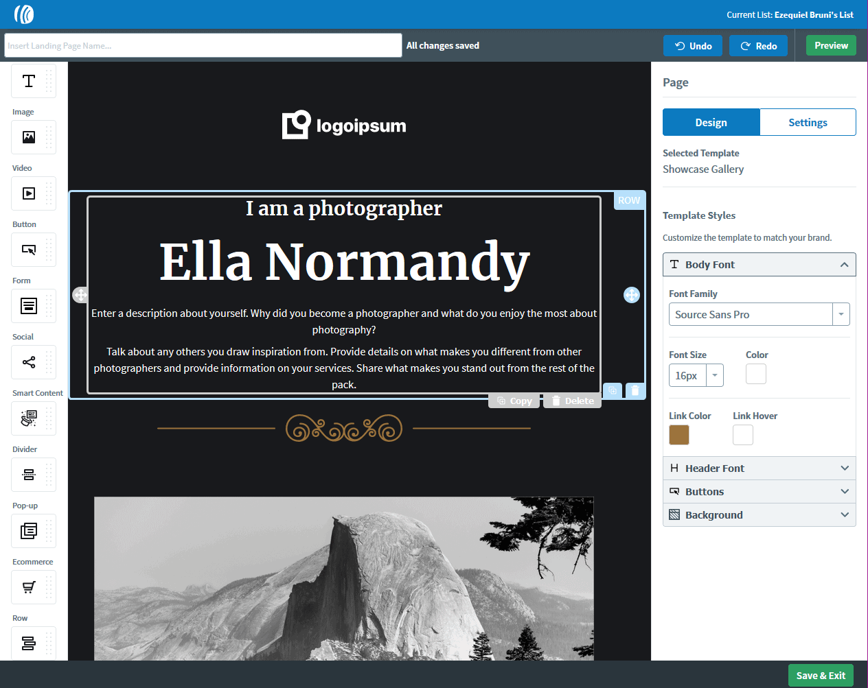 landing page editor drag and drop