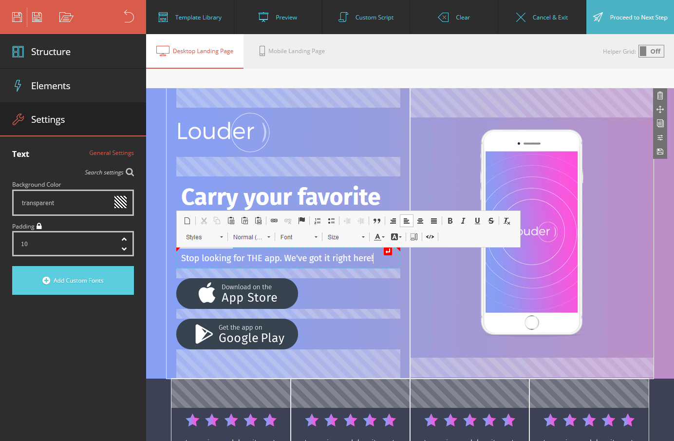 landing page editor