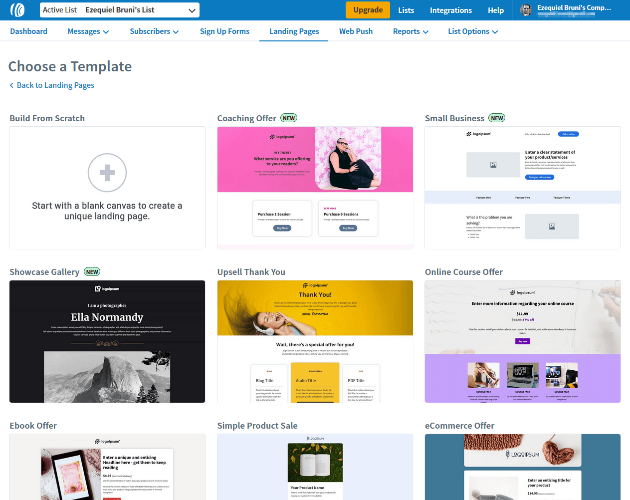 landing pages aweber